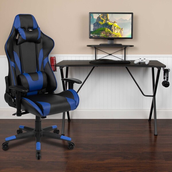Flash Furniture Black Gaming Desk-Cup Holder/Reclining Chair Set BLN-X20RSG1031-BL-GG - main